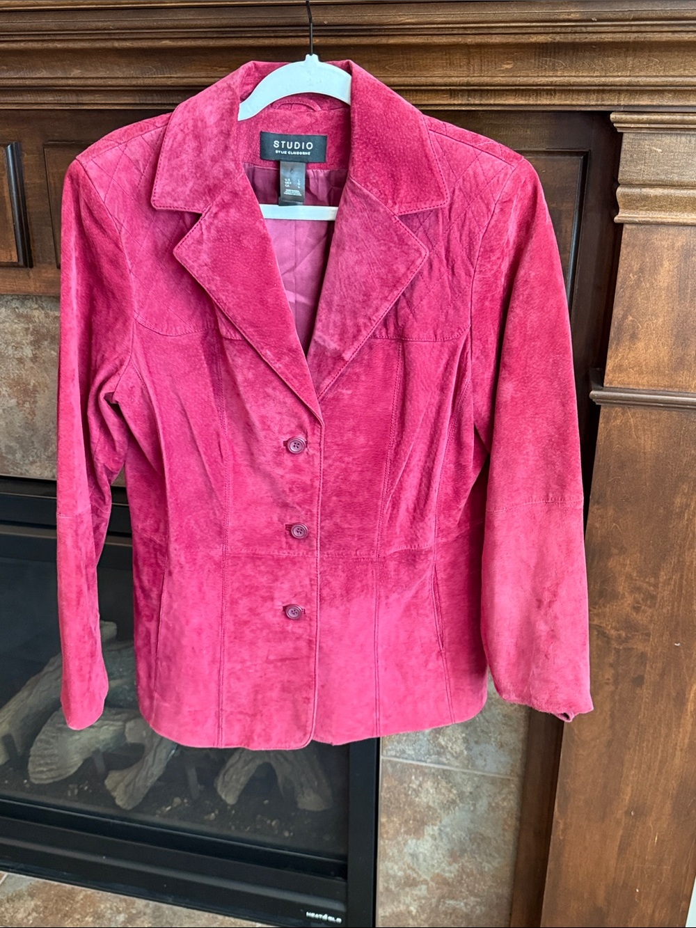 Berry Pink Suede Jacket nicely worn and distressed Y2K size L